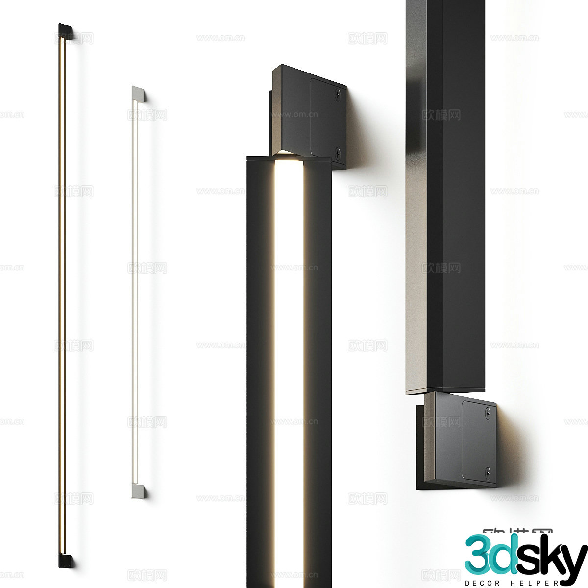 Modern light luxury minimalist long strip wall light 3D model