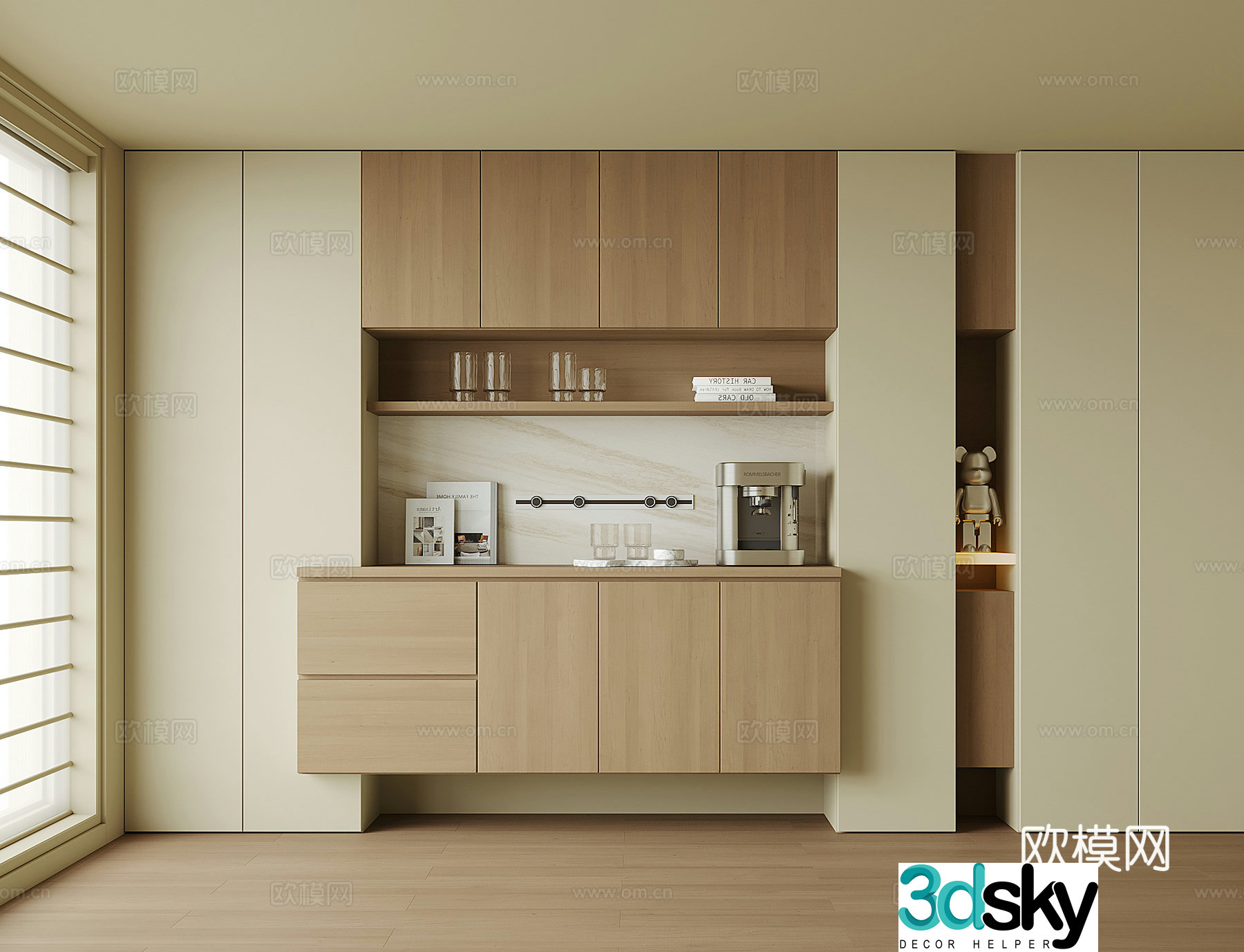 Modern wine cabinet sideboard 3D model