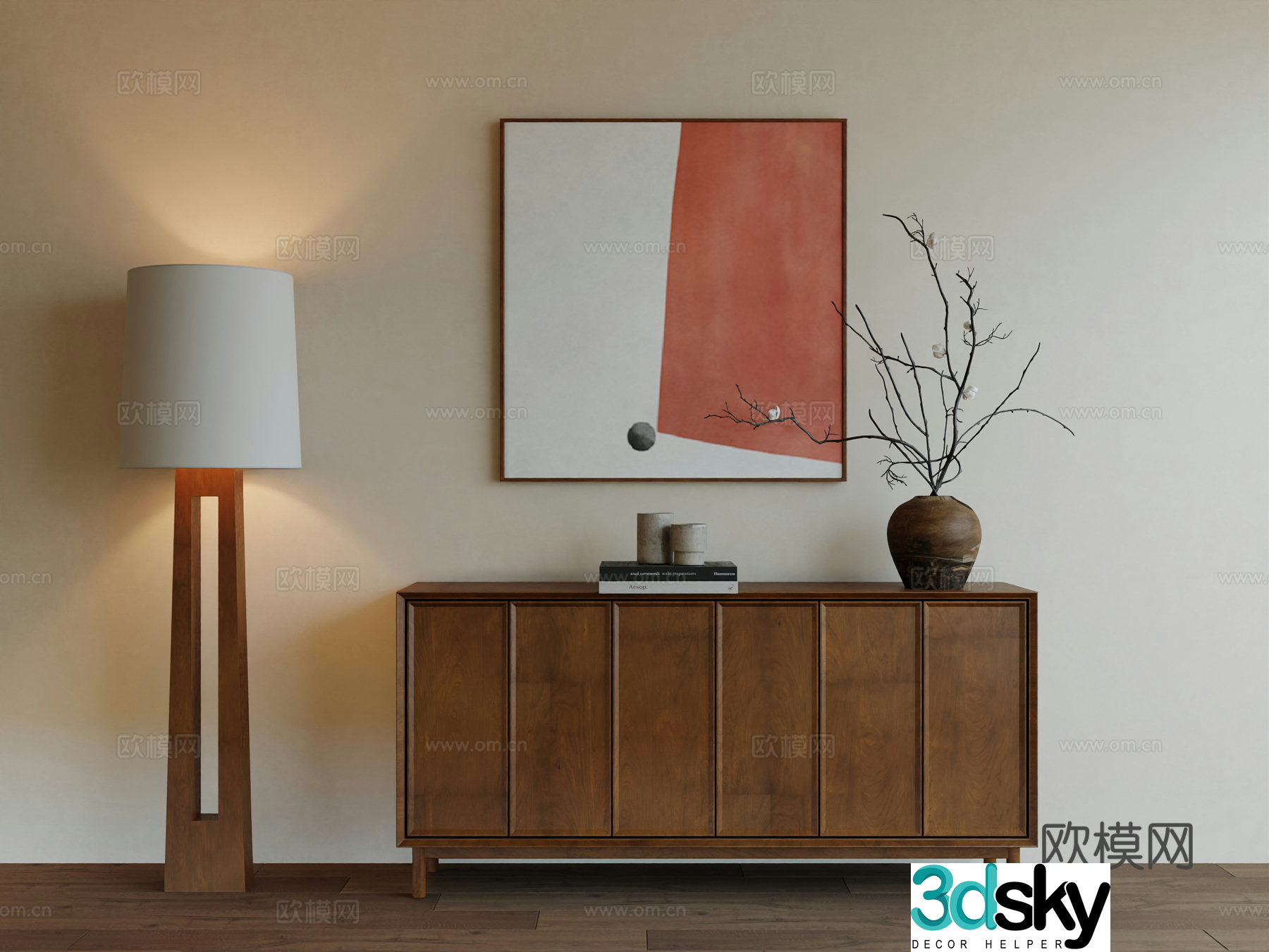 Middle Ages Wabi Retro Advanced Art Hanging Painting 3D Model