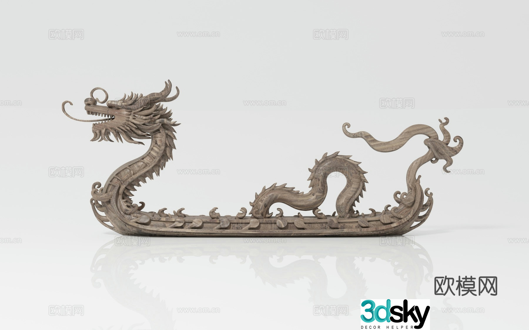 Sculpture carving wood carving ornaments artistic abstraction creative art dragon boat dragon boat mythical image 3d model