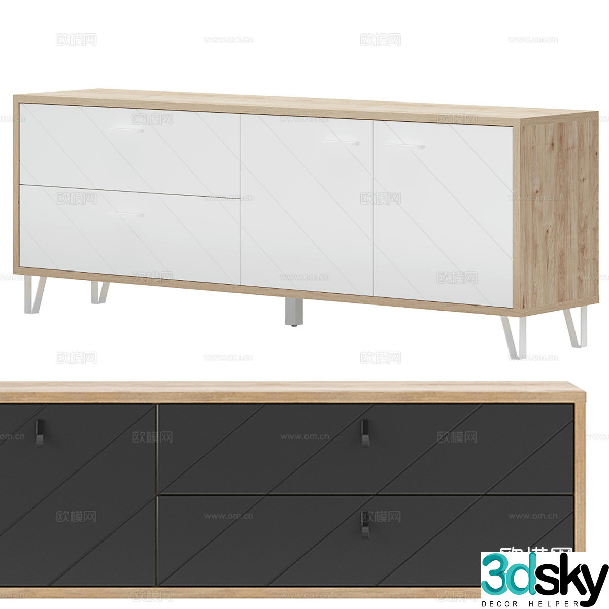 Nordic simple TV cabinet TV cabinet low cabinet wooden TV cabinet 3D model