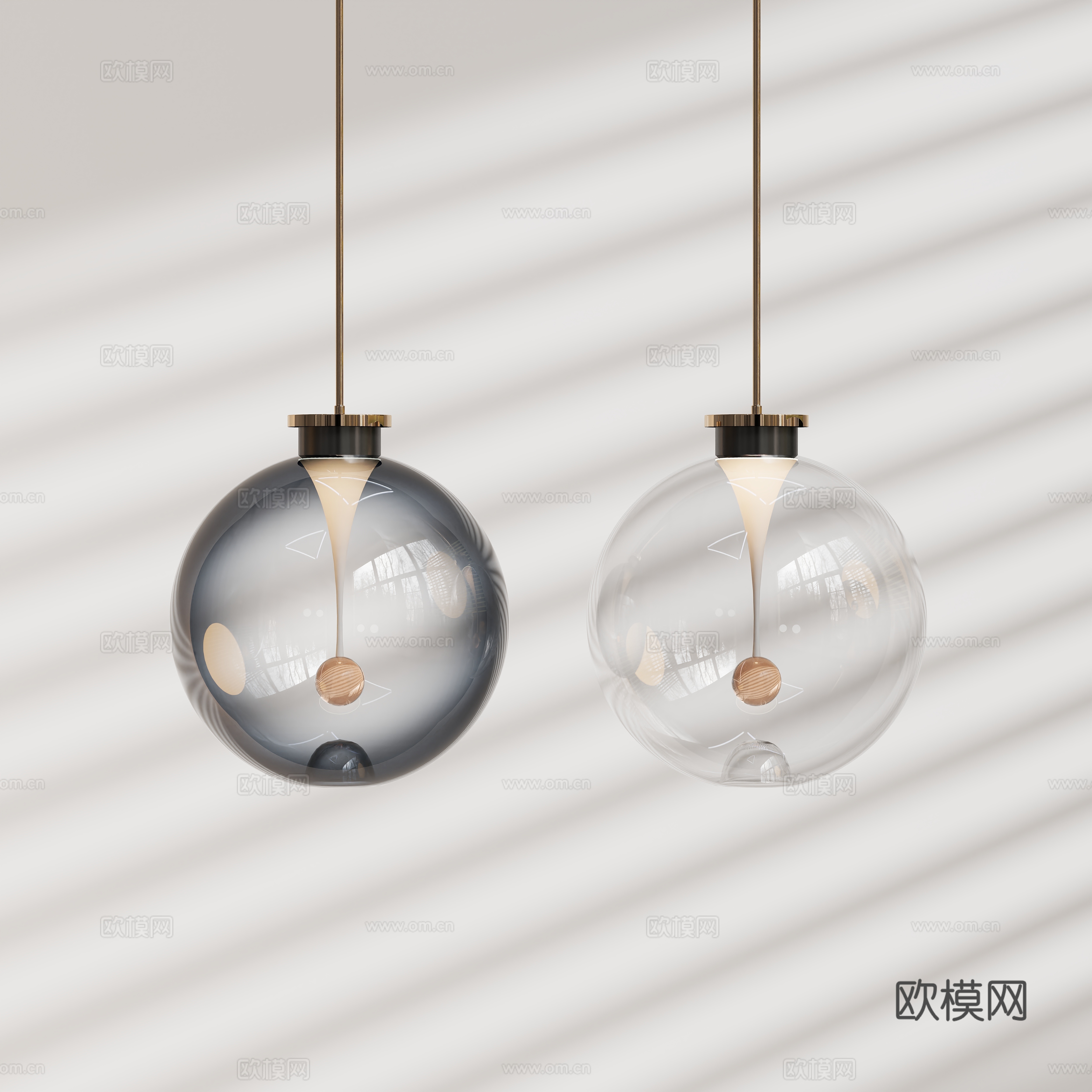 Modern glass spherical chandelier 3d model