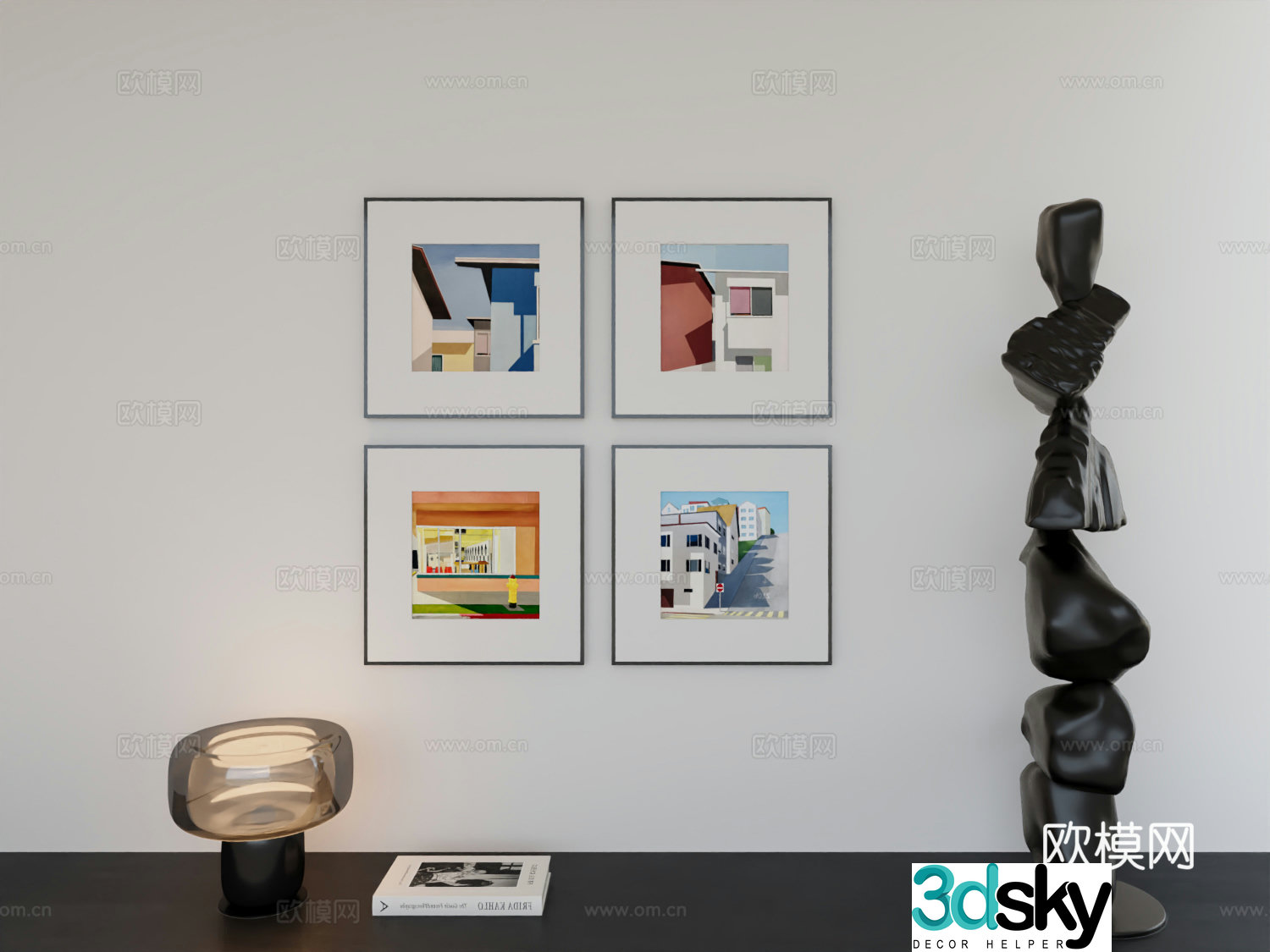 Modern minimalist hanging painting Bauhaus minimalist array hanging painting 3D model