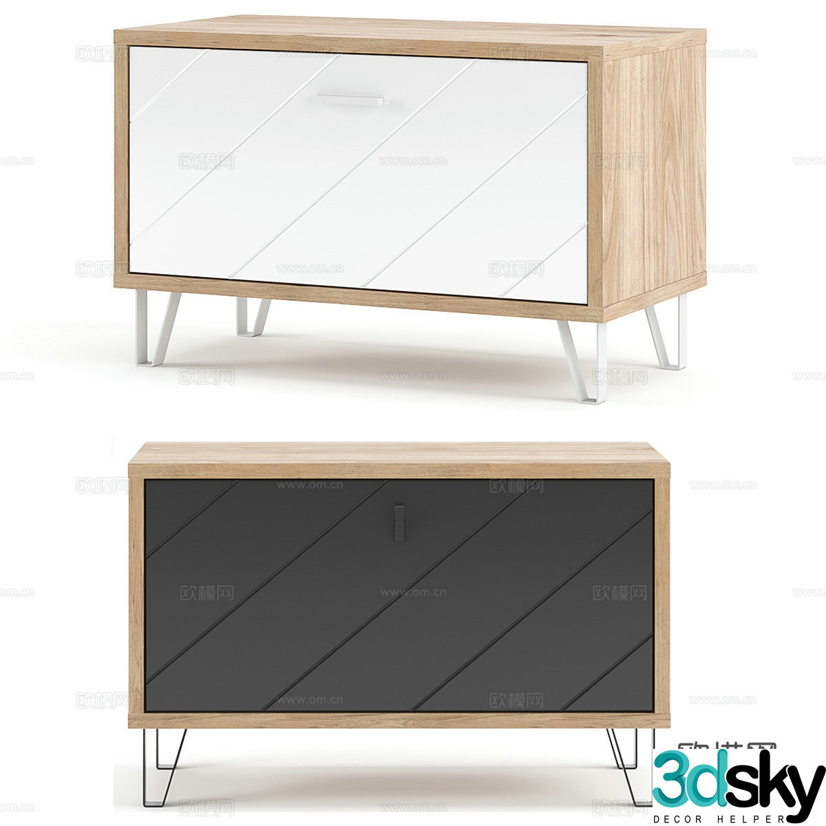 Nordic simple bedside table bedside table simple bedside table wooden bedside table low cabinet 3d model