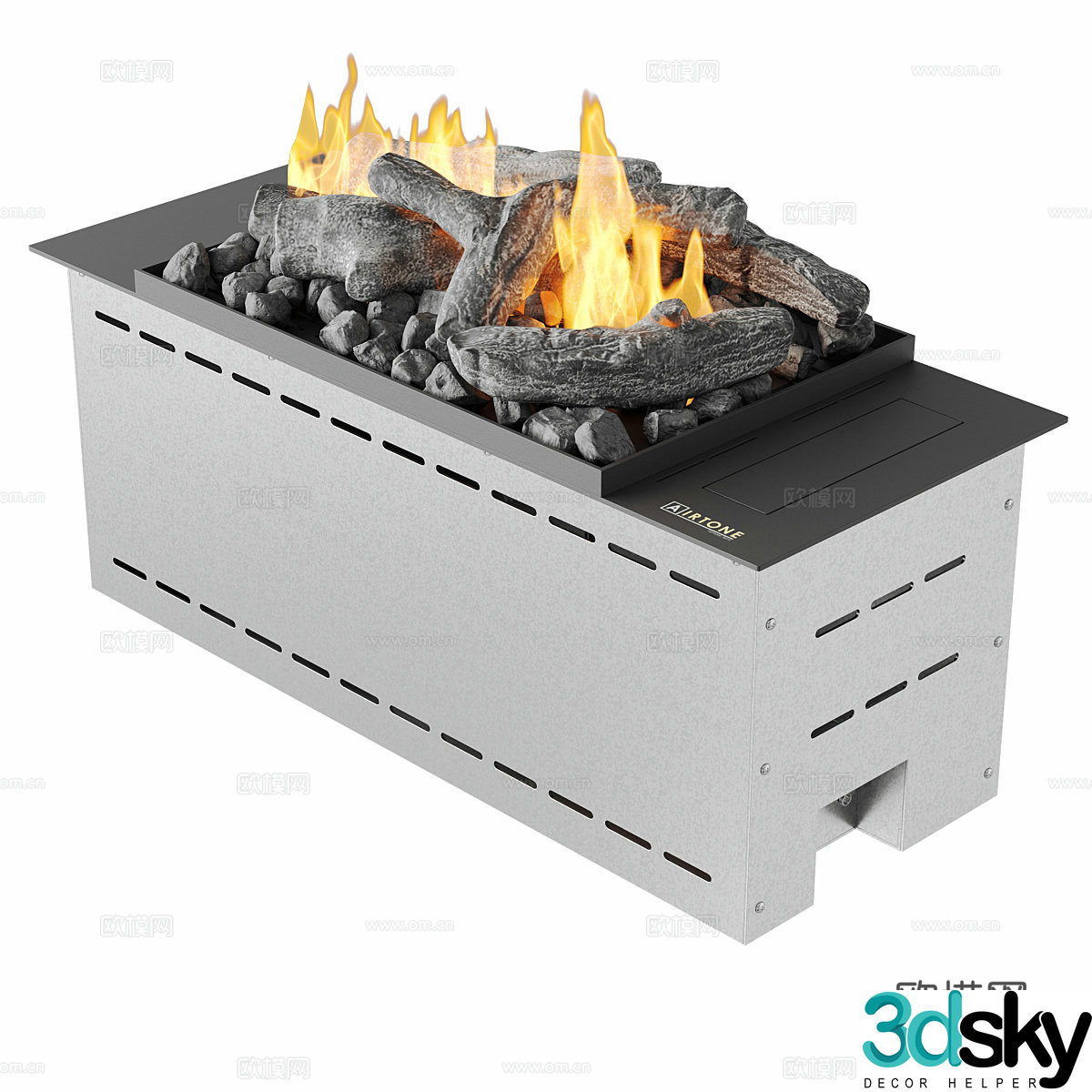 Modern Italian minimalist automatic biological fireplace 3d model