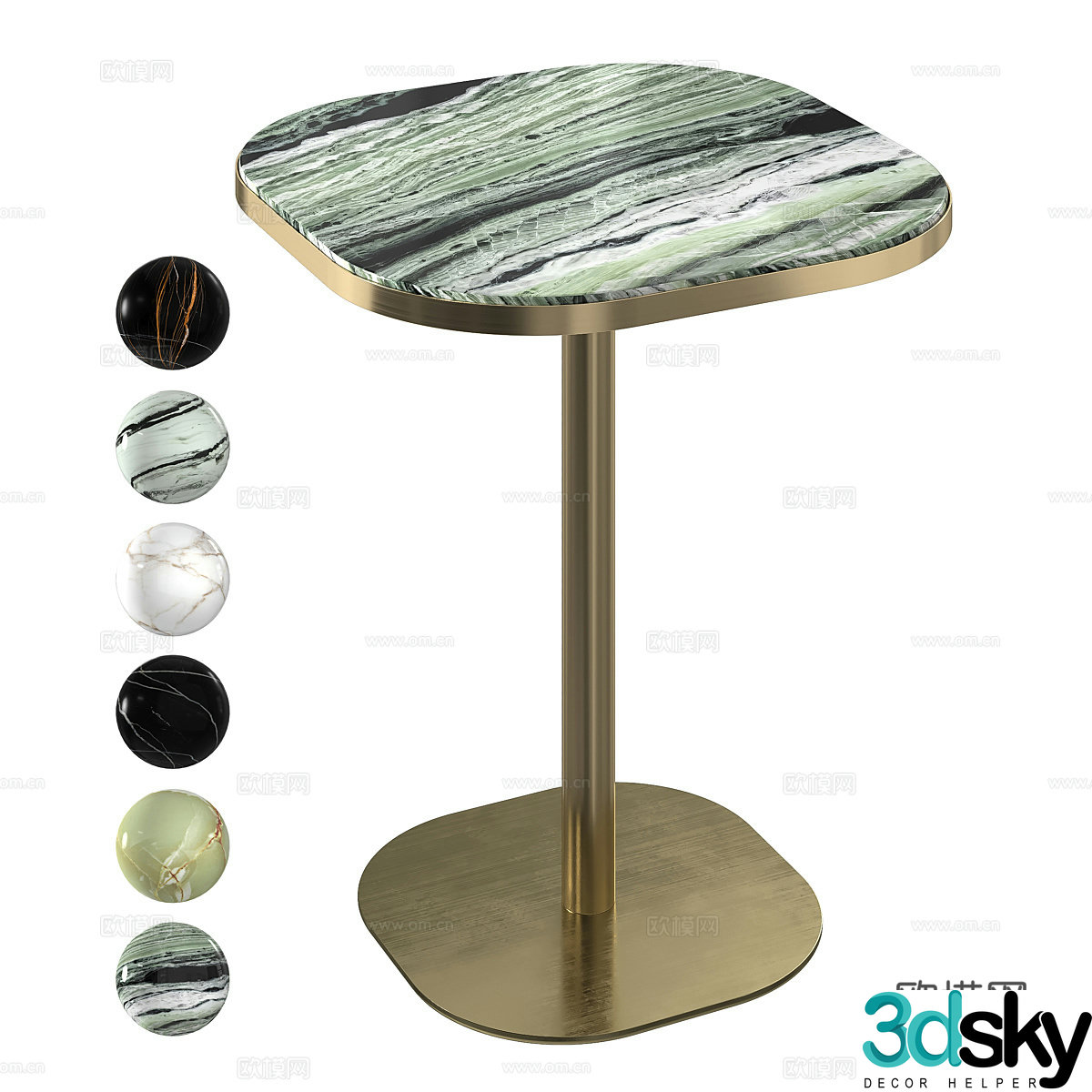 Modern light luxury marble metal edge 3D model