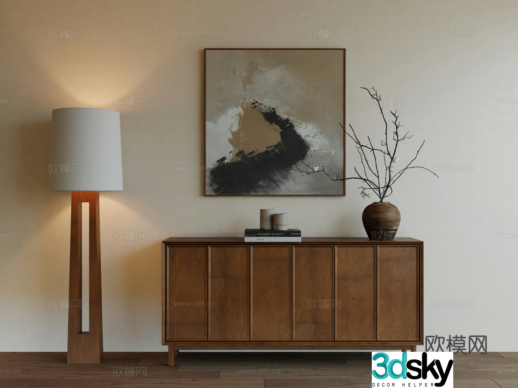 Middle Ages Wabi Retro Advanced Art Hanging Painting 3D Model
