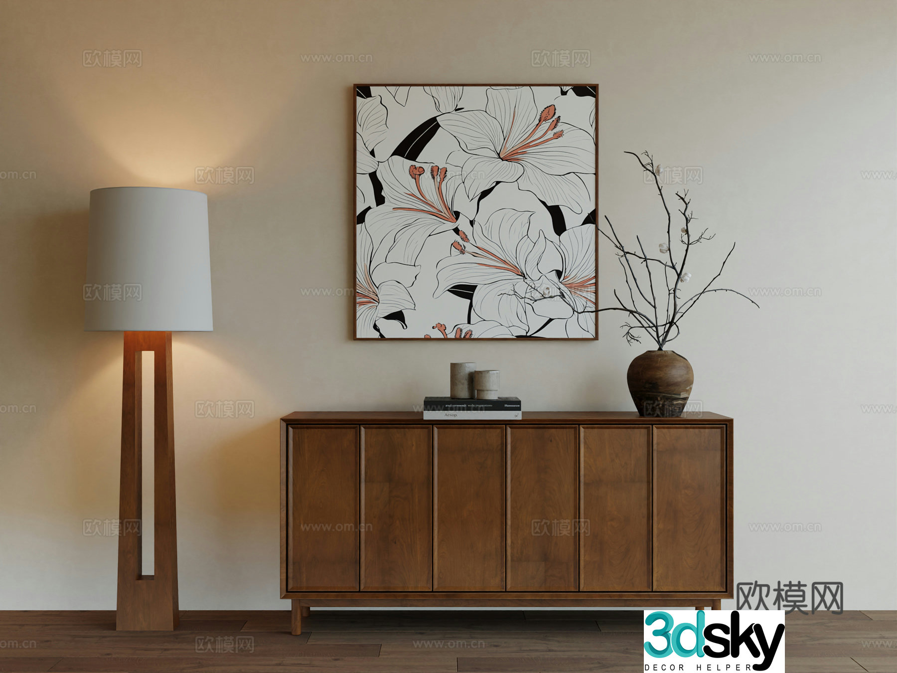 Middle Ages Wabi Retro Advanced Art Hanging Painting 3D Model