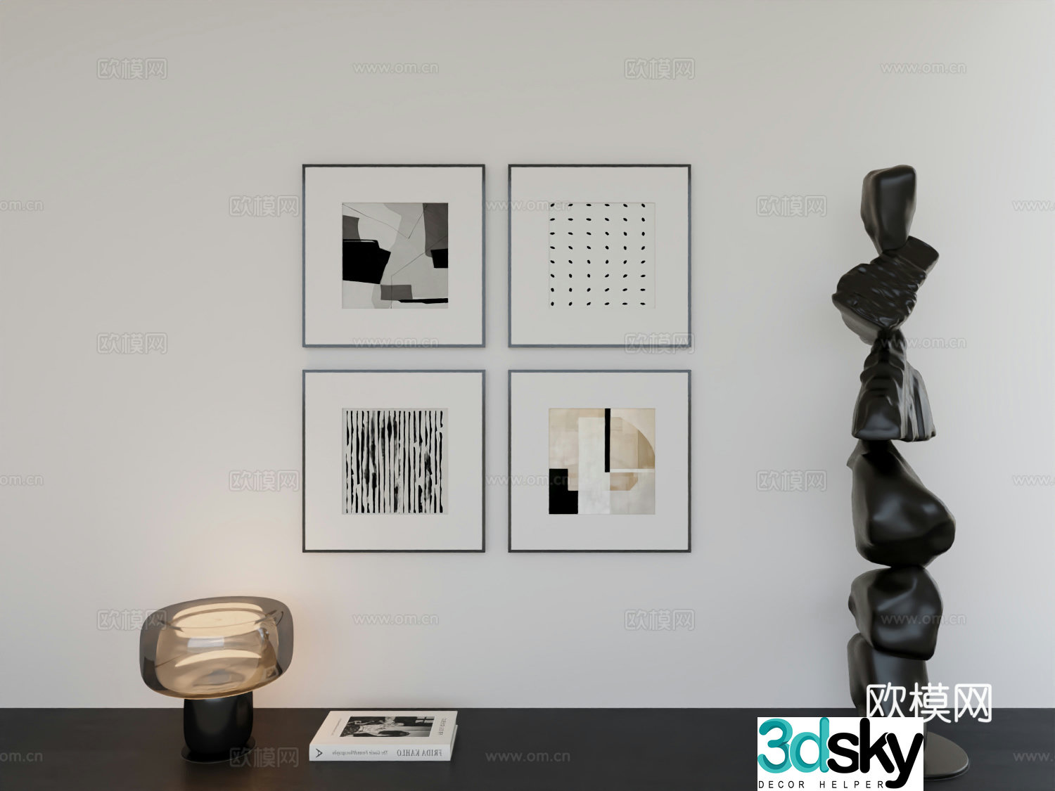 Modern minimalist hanging painting minimalist array hanging painting 3D model