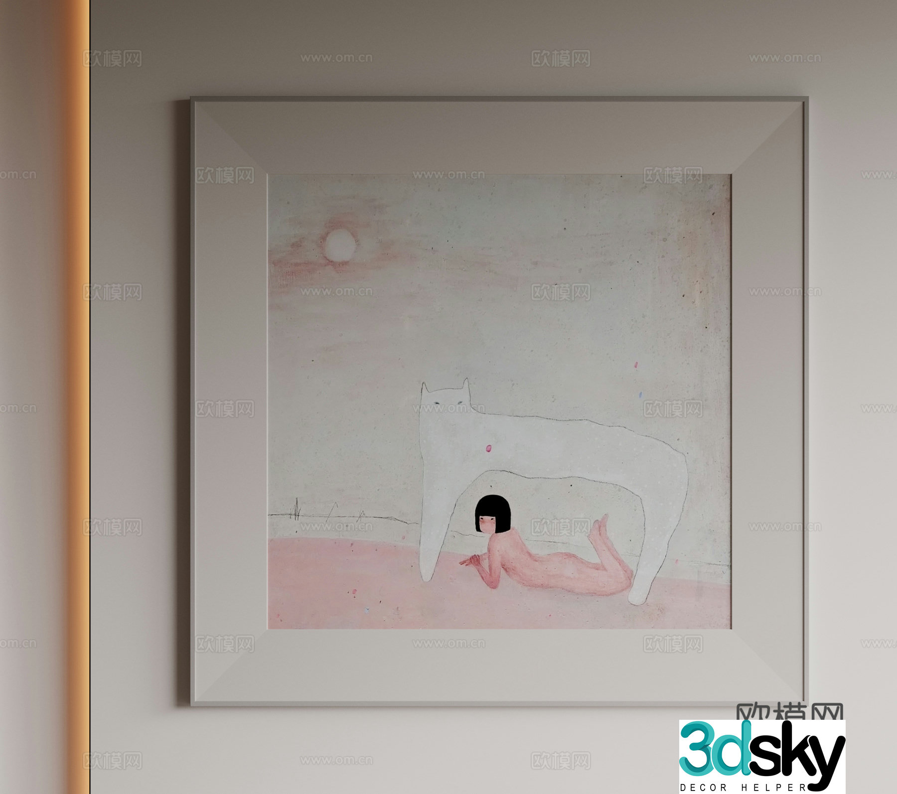 Modern minimalist decorative paintings Waviva medieval style hanging paintings cream style decoration paintings Italian style hanging paintings black and white 3D model