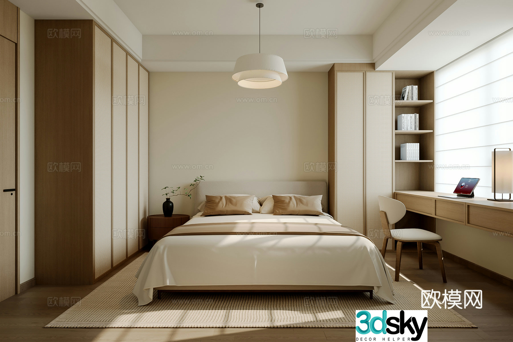 Zen New Chinese Style Home Bedroom Song Dynasty Aesthetic Bedroom 3D Model