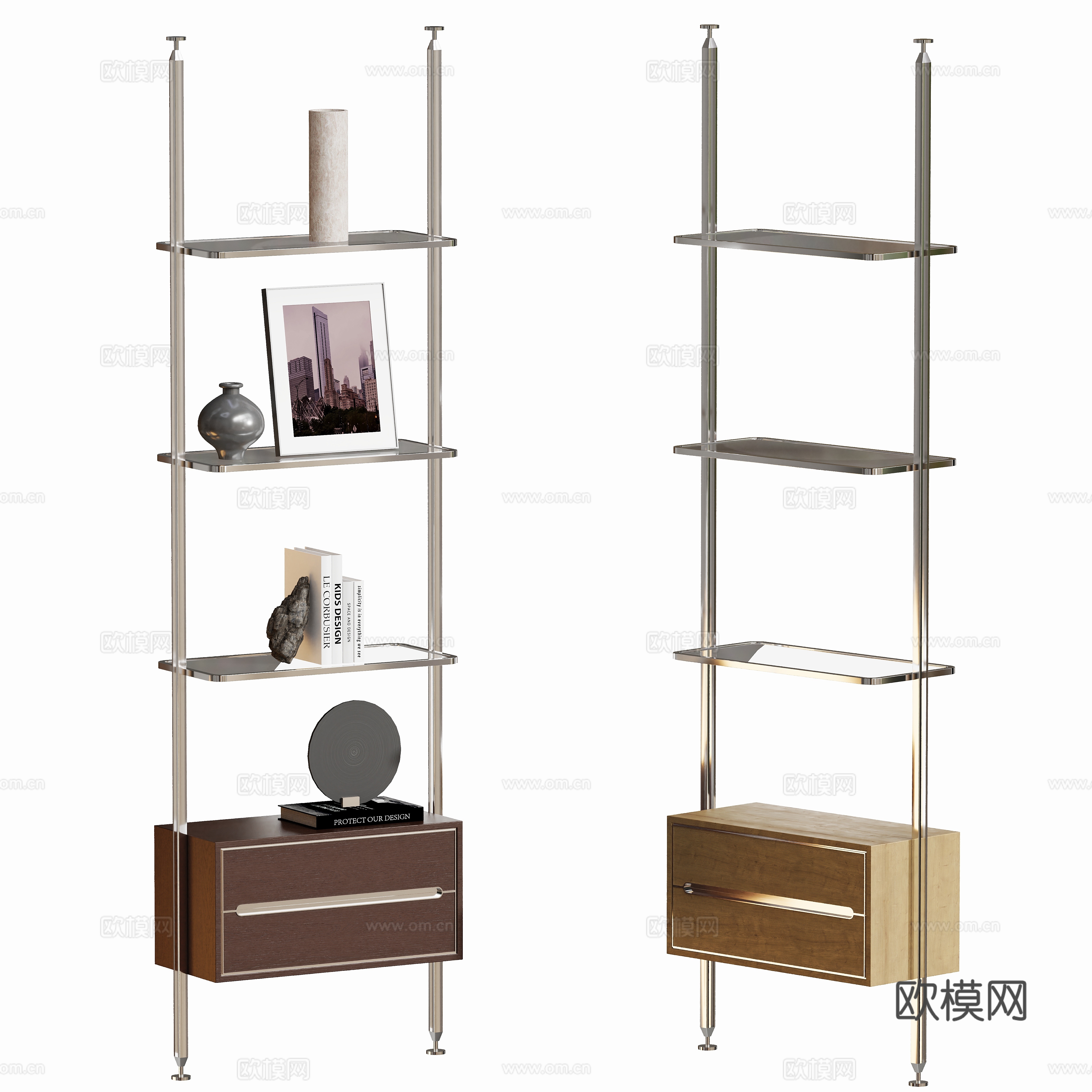 Modern metal open bookcase bookcase 3d model