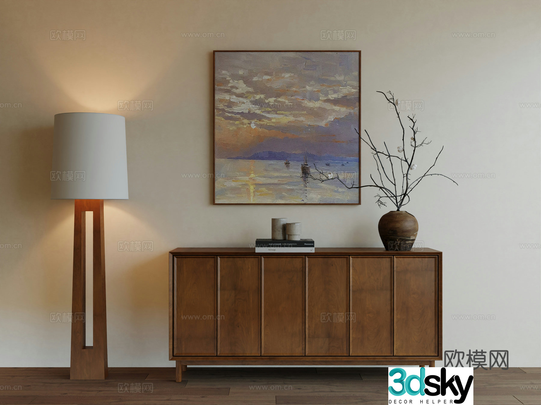 Middle Ages Wabi Retro Advanced Art Hanging Painting 3D Model