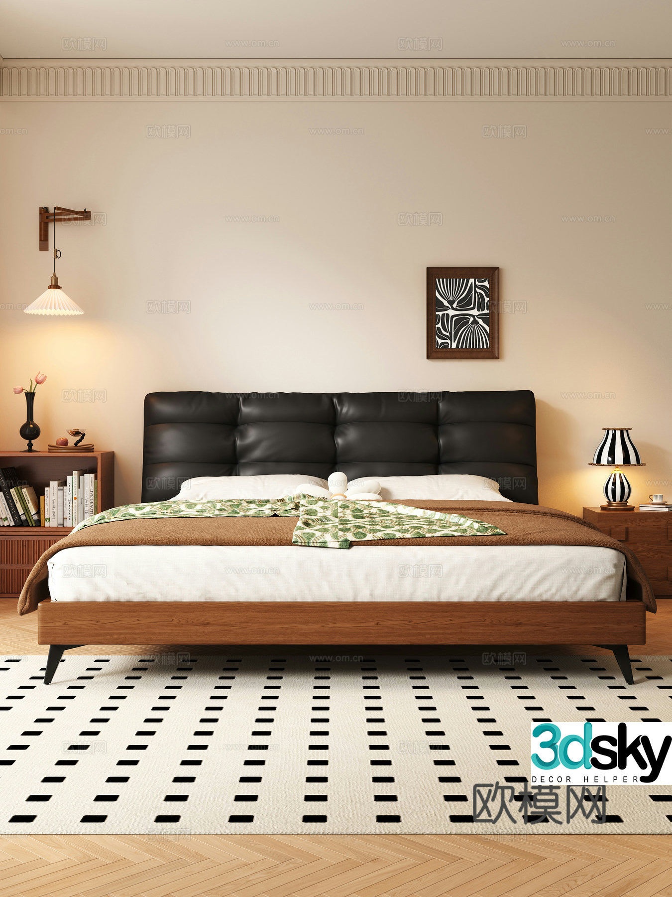Middle-aged double bed 3D model