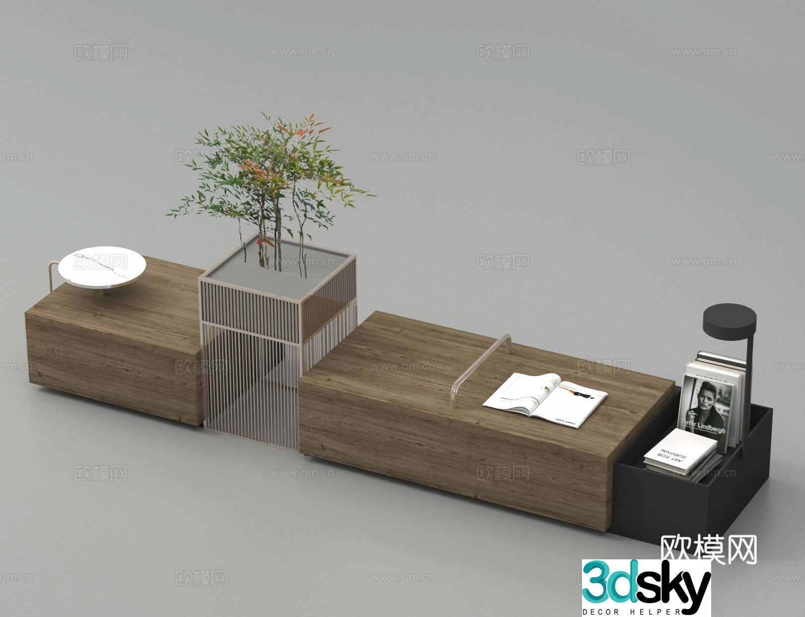 Landscape seats Outdoor seats Park seats Long bench Public seats 3d model