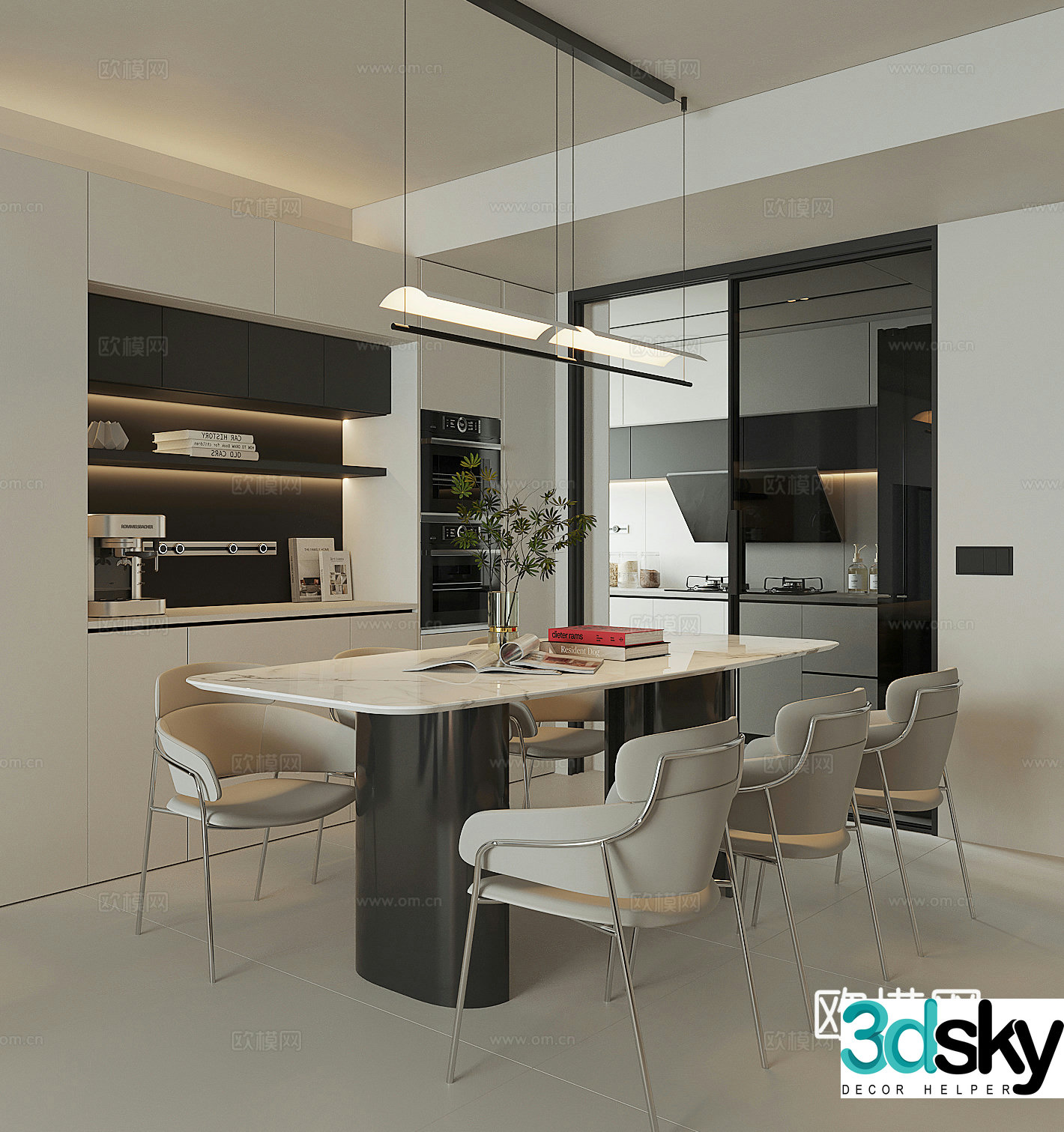 Modern home restaurant 3d model