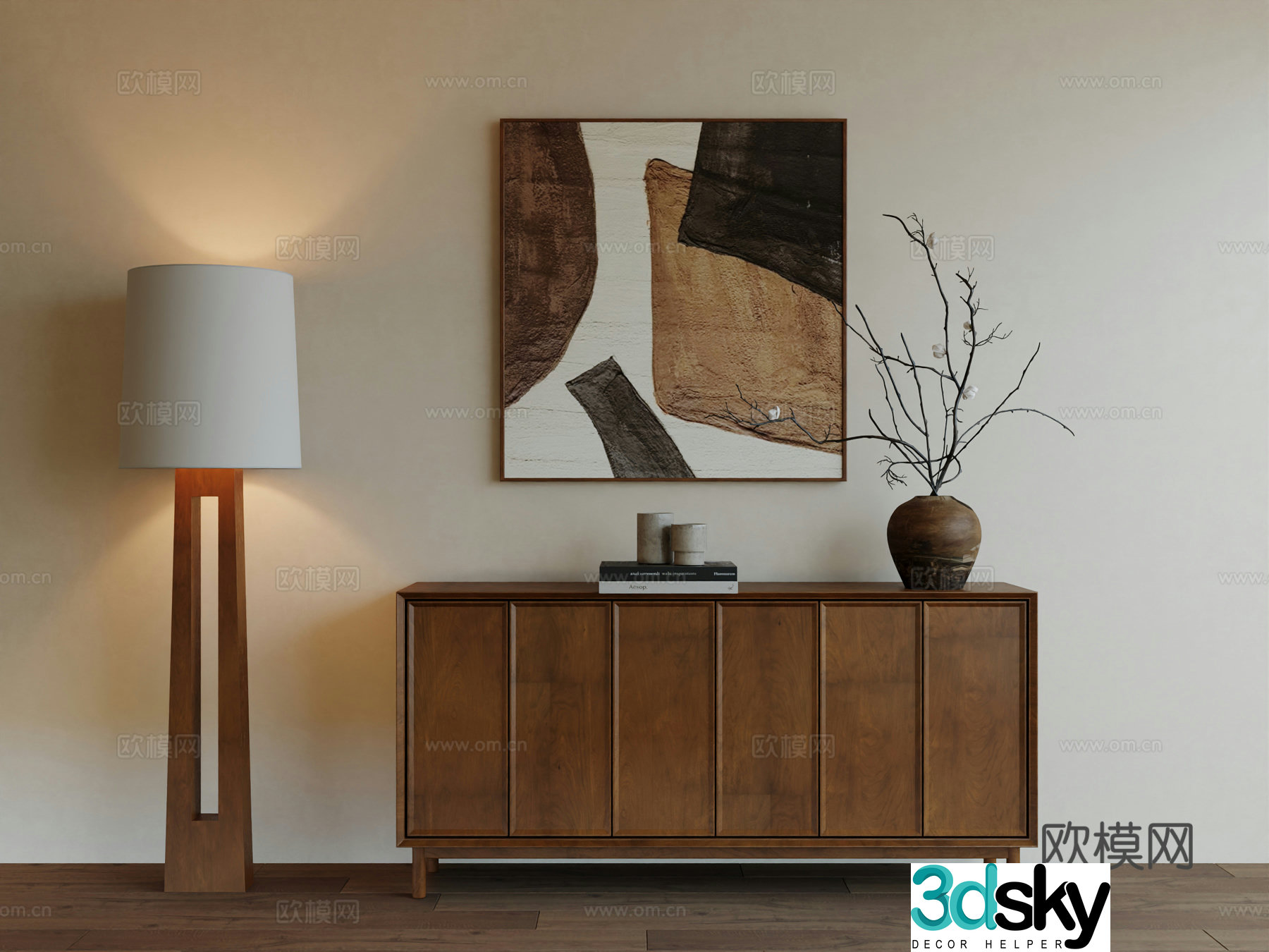 Middle Ages Wabi Retro Advanced Art Hanging Painting 3D Model