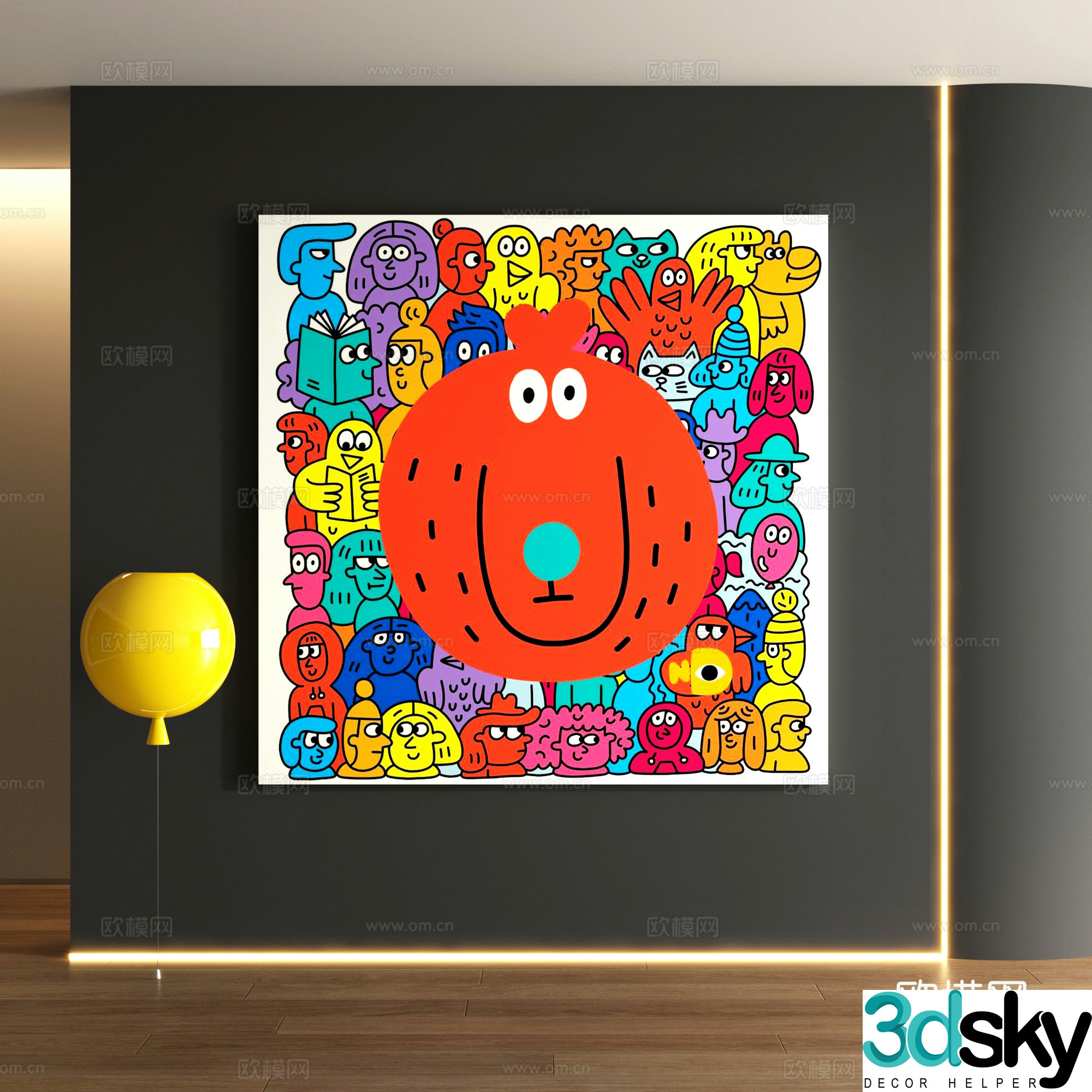 Dopamine decorative painting 3d model