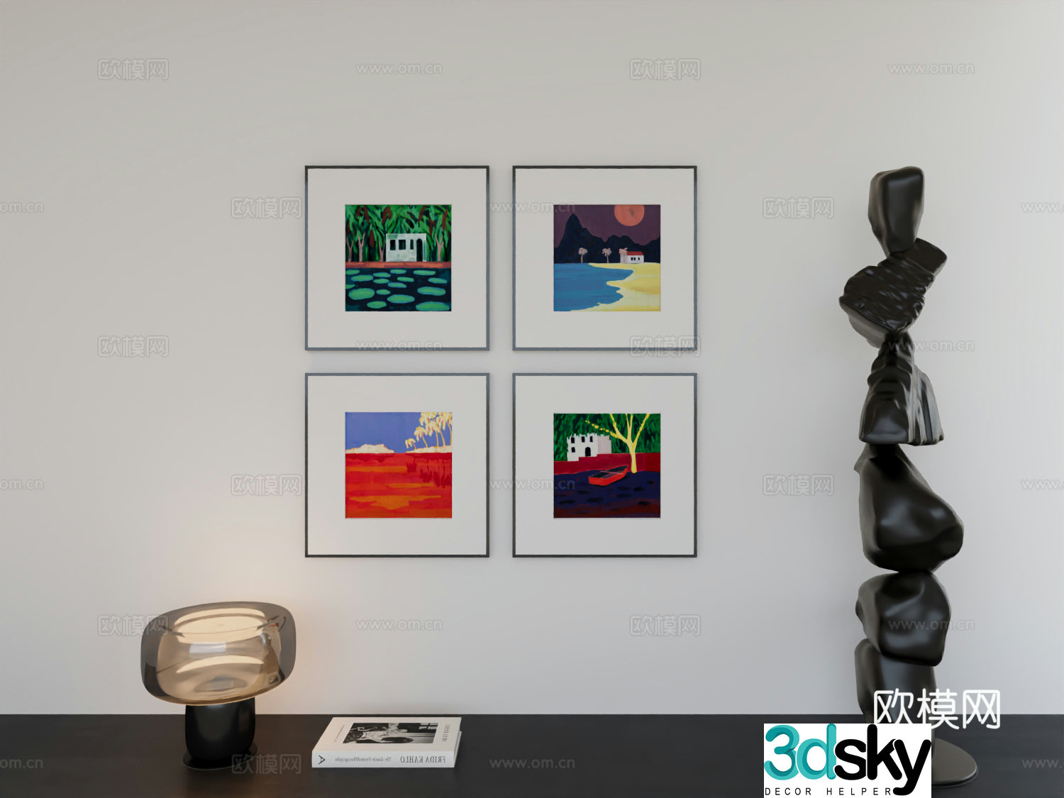 Modern minimalist hanging painting Bauhaus minimalist array hanging painting 3D model