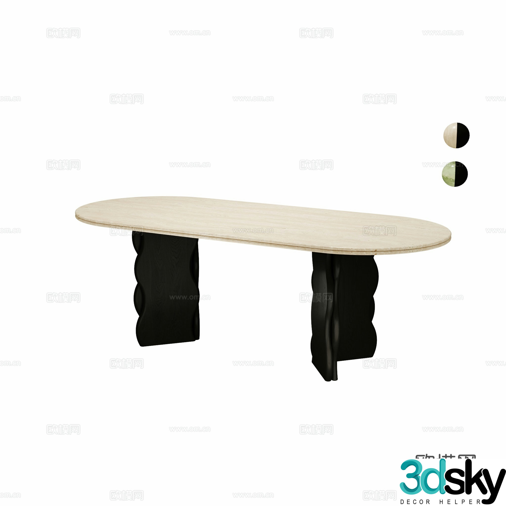 Leisure colorful long table medieval style long dining table 3D model