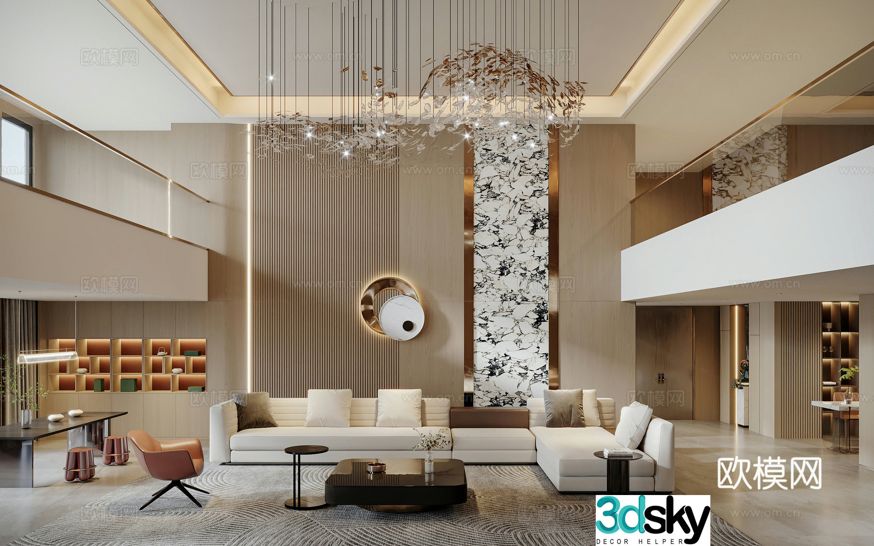 Modern duplex living room 3d model