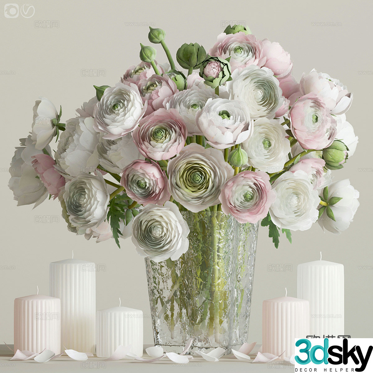 Modern vase flower art 3d model