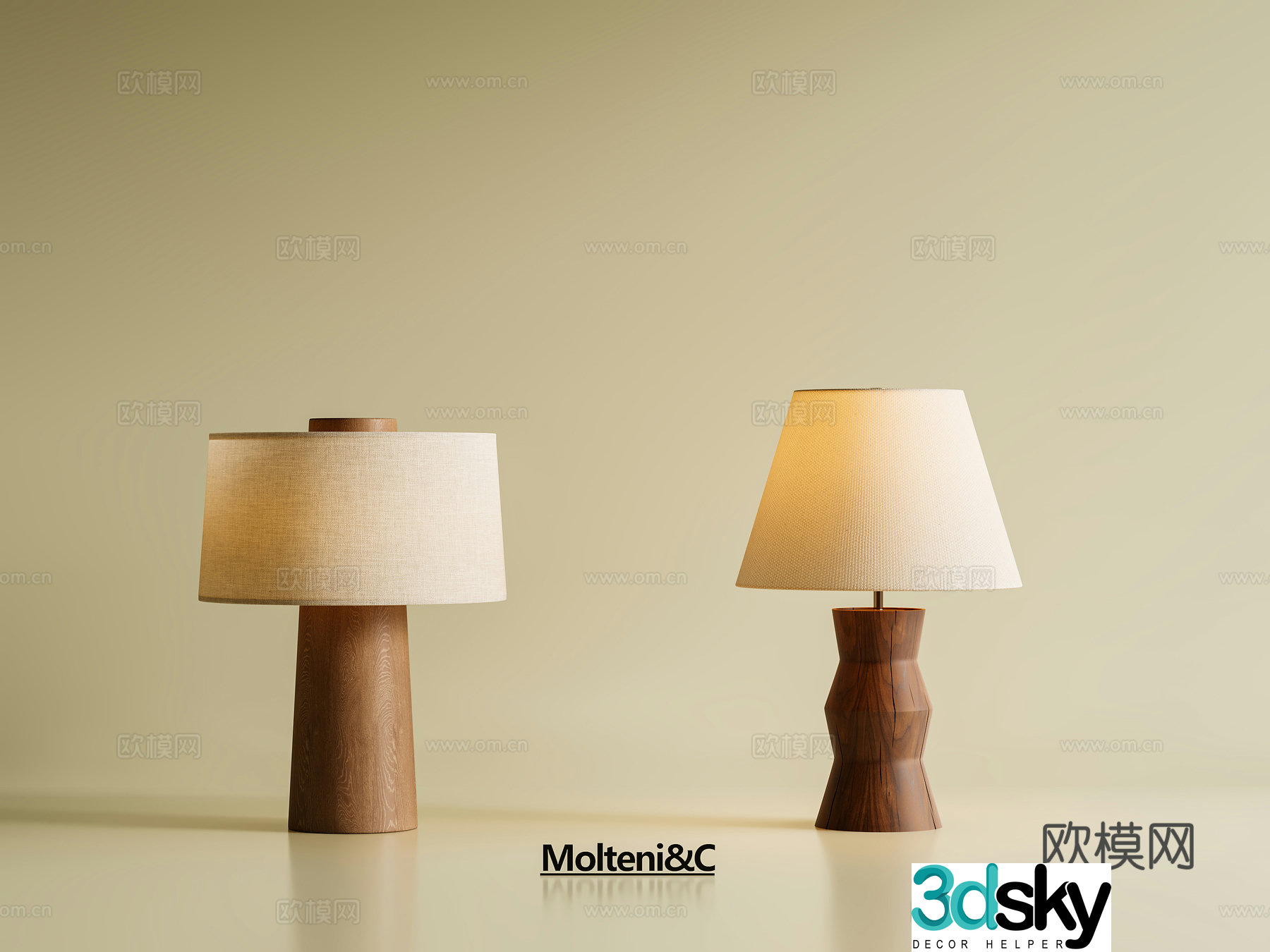 New Chinese table lamp medieval table lamp linen lampshade wooden table lamp 3D model
