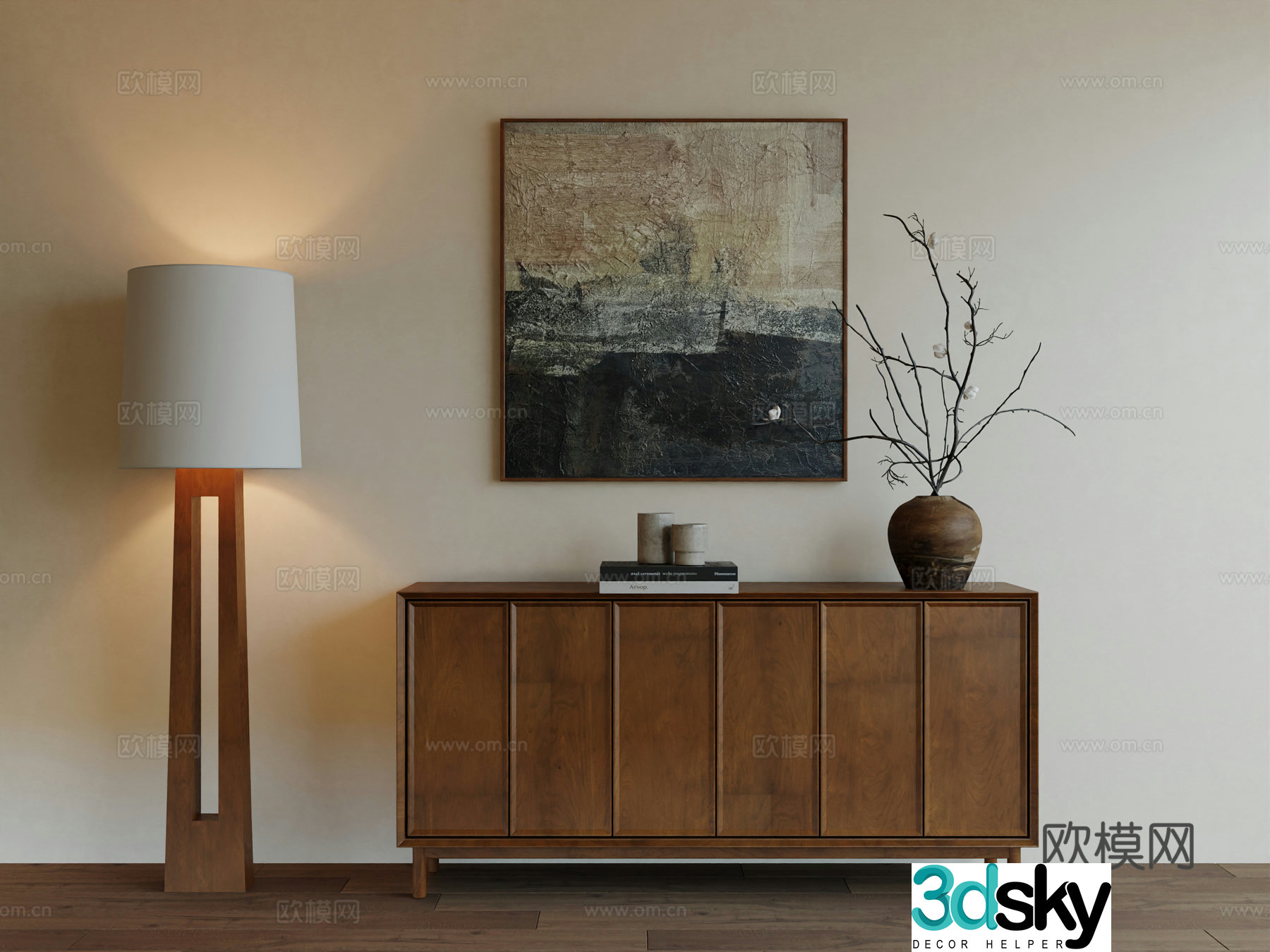 Middle Ages Wabi Retro Advanced Art Hanging Painting 3D Model