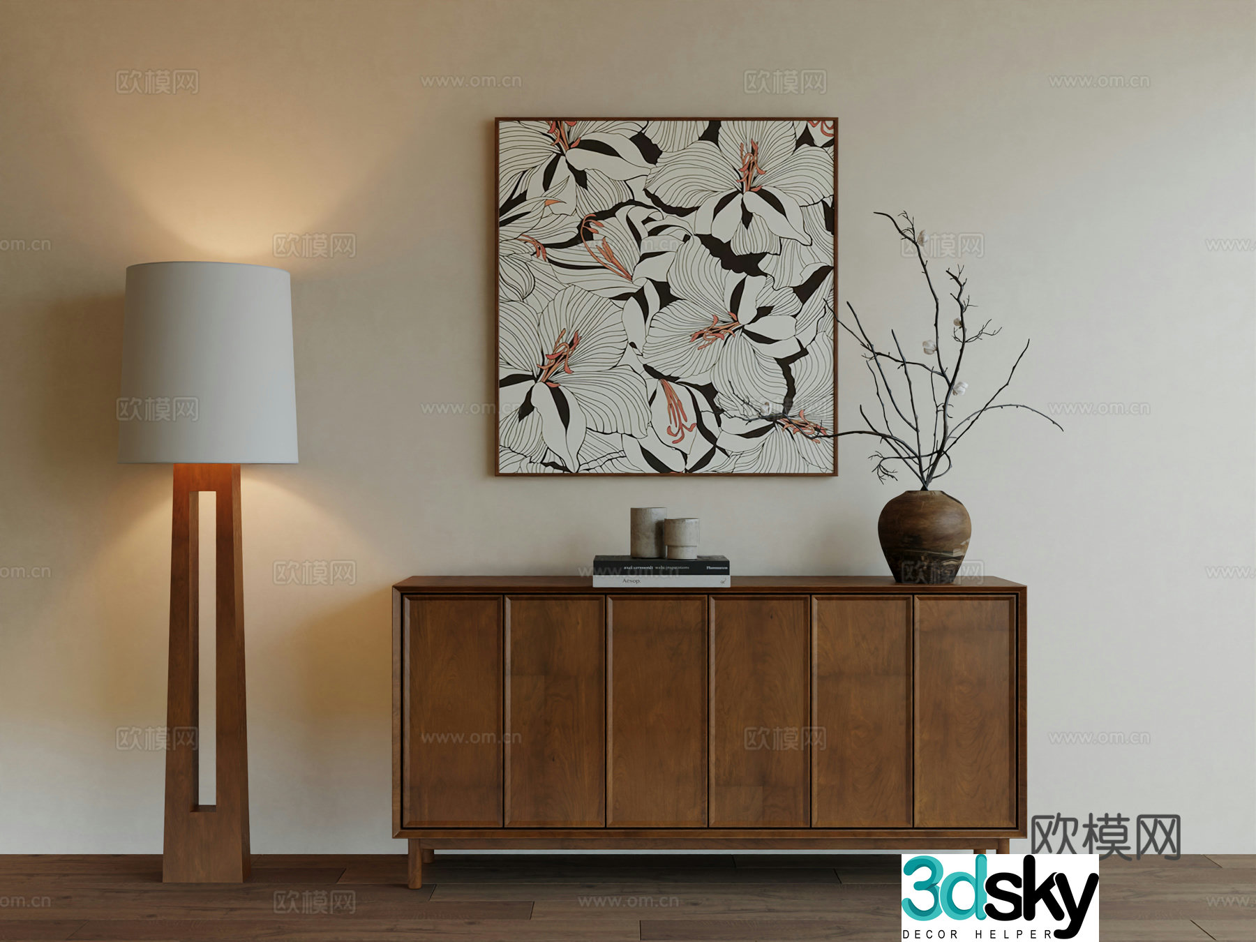 Middle Ages Wabi Retro Advanced Art Hanging Painting 3D Model