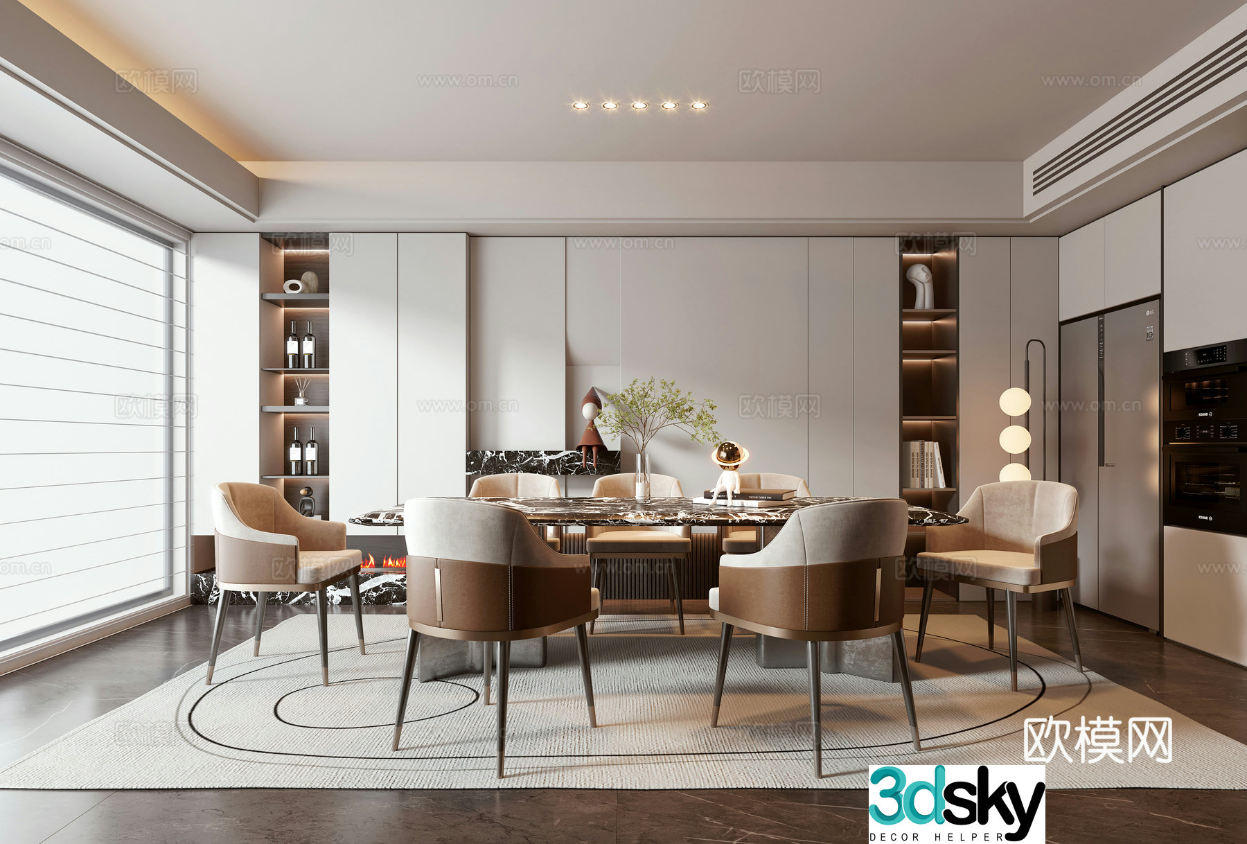 Modern light luxury restaurant 3D model
