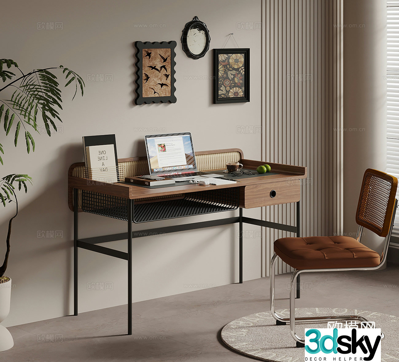 Desk medieval style writing desk computer desk 3D model