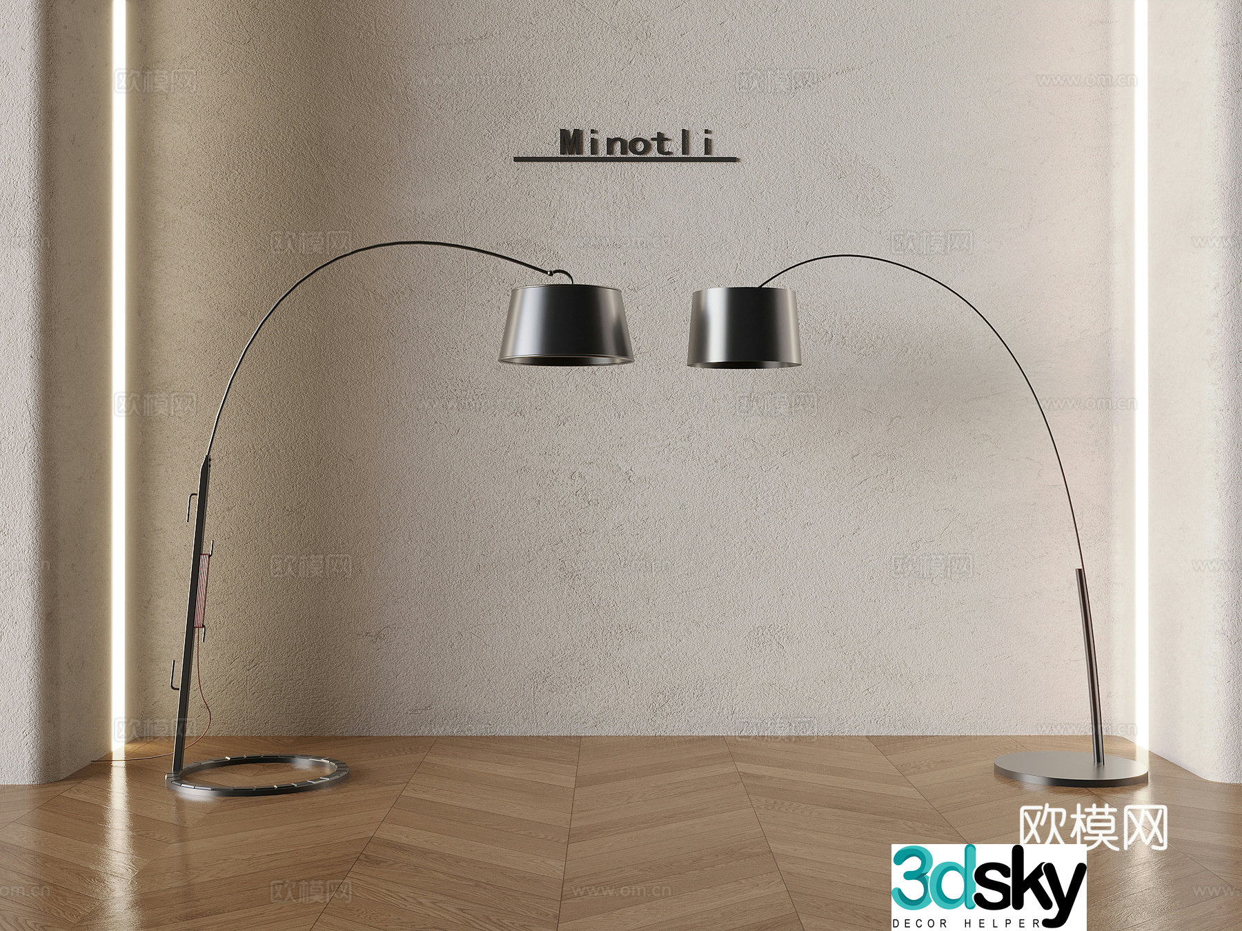 Italian art fishing lamp minimalist metal floor lamp 3d model