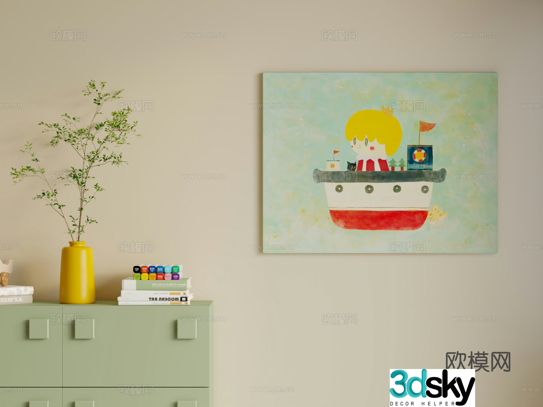 Modern children’s room hanging painting 3d model