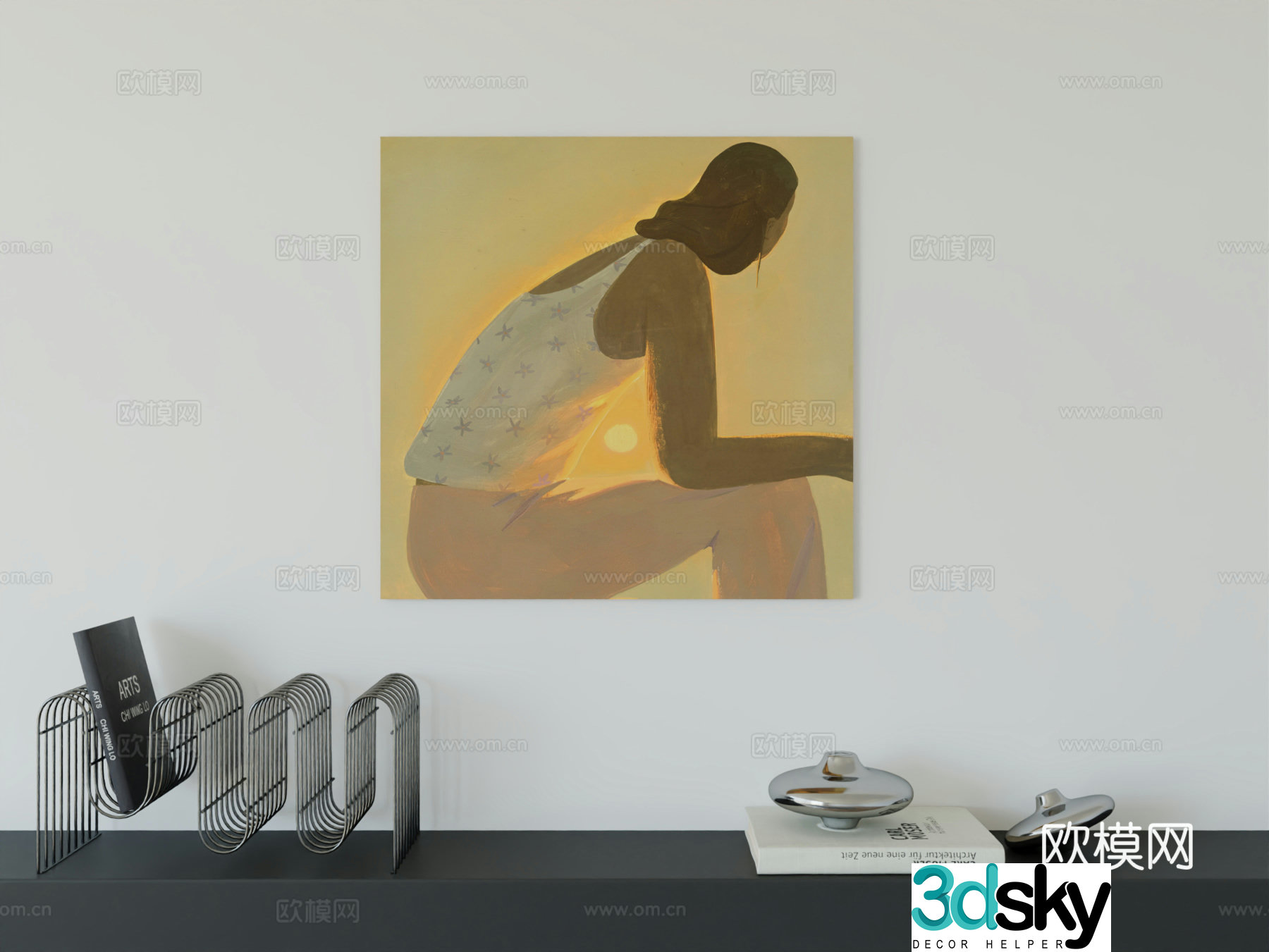 Modern minimalist hanging painting Bauhaus art hanging painting 3d model