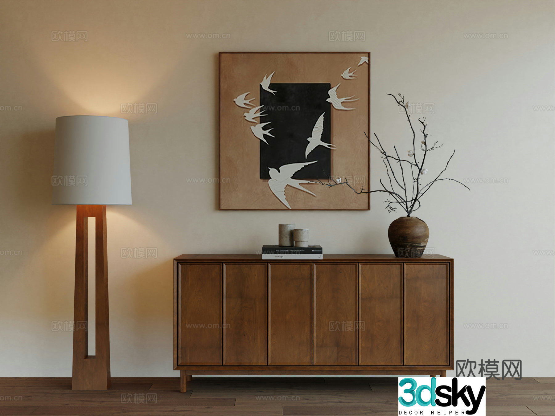 Middle Ages Wabi Retro Advanced Art Hanging Painting 3D Model