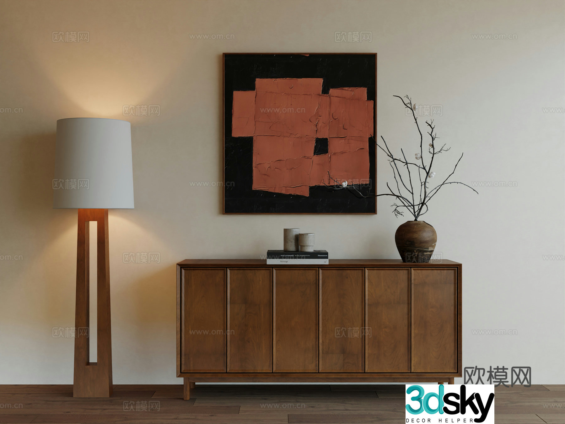 Middle Ages Wabi Retro Advanced Art Hanging Painting 3D Model