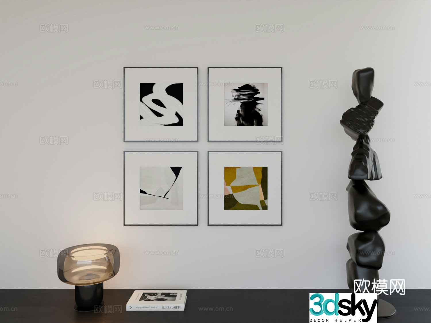 Modern minimalist hanging painting minimalist array hanging painting 3D model