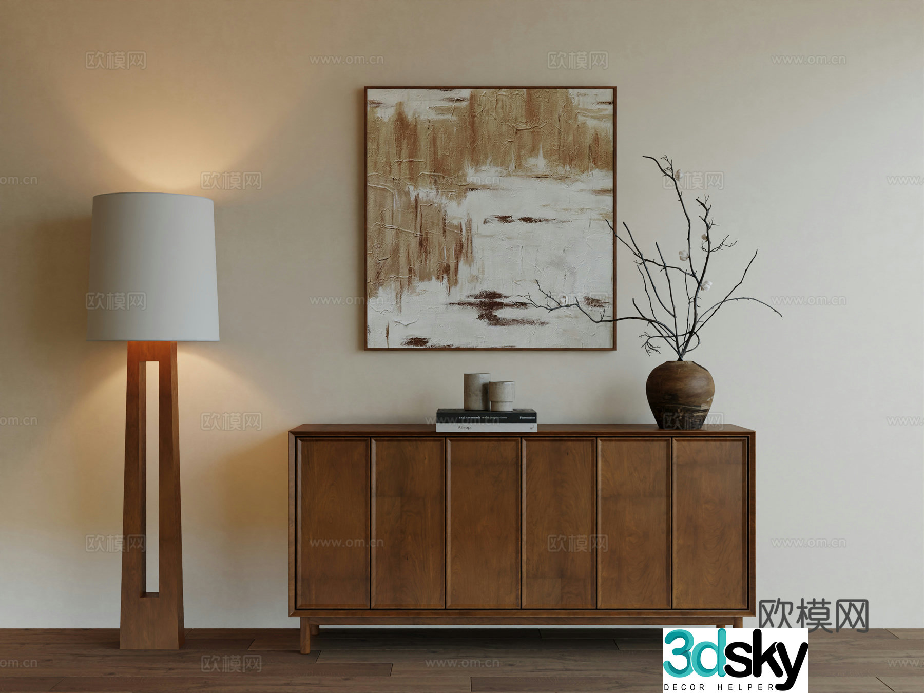 Middle Ages Wabi Retro Advanced Art Hanging Painting 3D Model