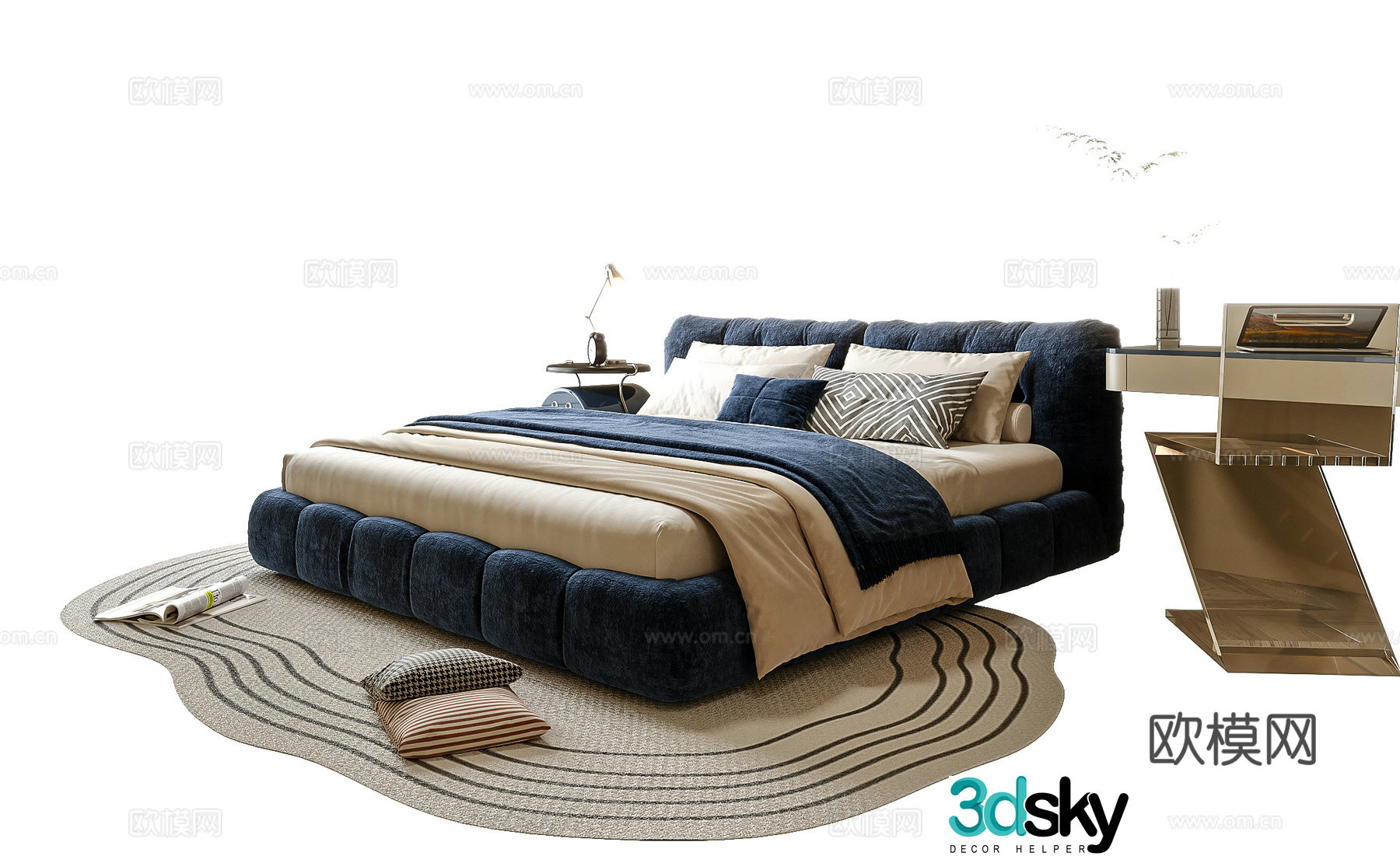Modern children’s bed special shape carpet 3d model
