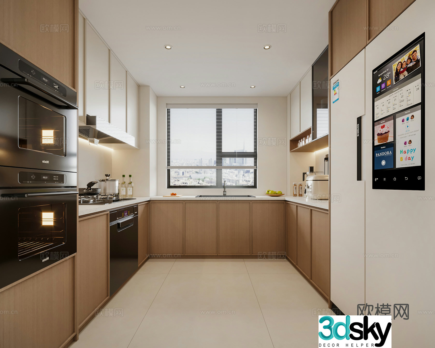 Modern creamy kitchen 3d model
