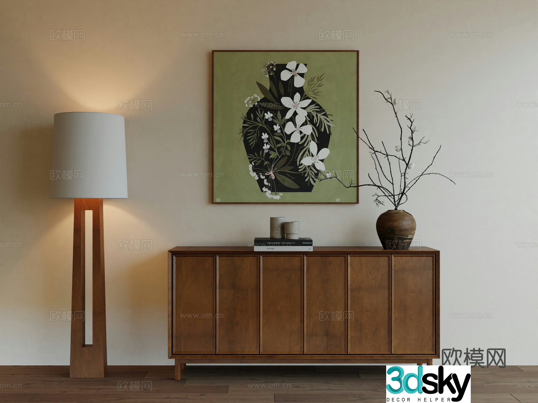 Middle Ages Wabi Retro Advanced Art Hanging Painting 3D Model