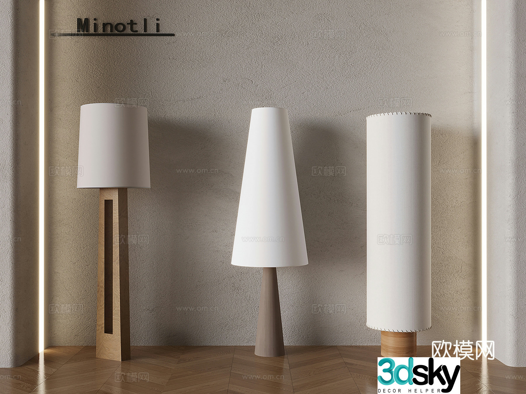 Song’s solid wood floor lamp Study room art floor lamp Wasabi Middle Ambient Light 3D model