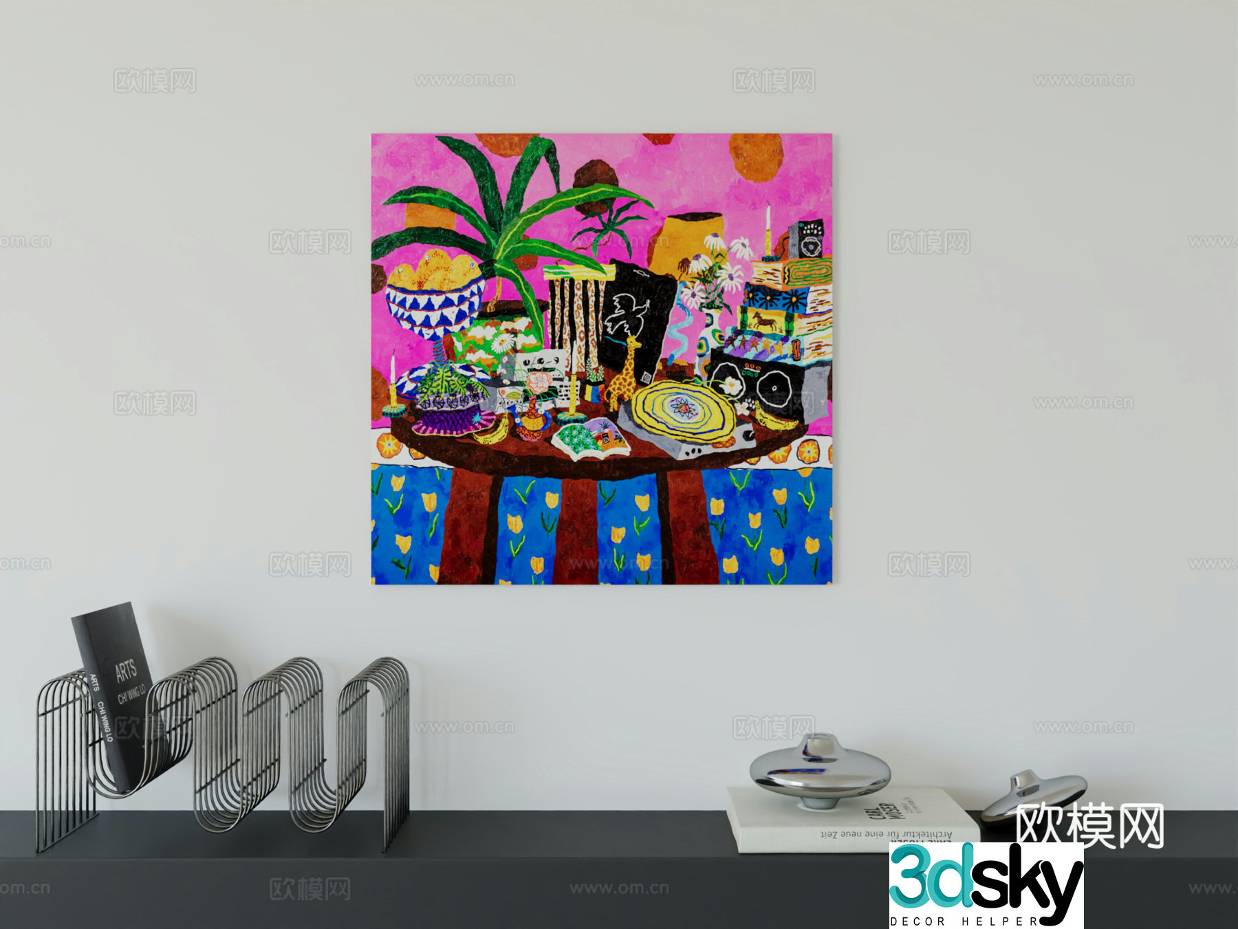 Modern minimalist hanging painting Bauhaus art hanging painting 3d model