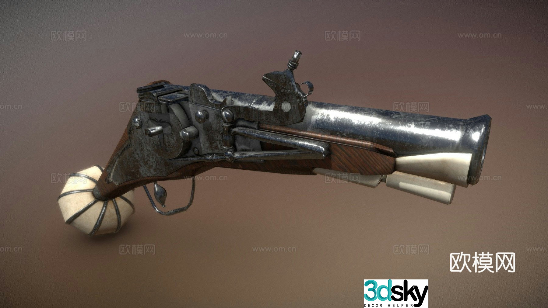 flintlock pistol 3d model
