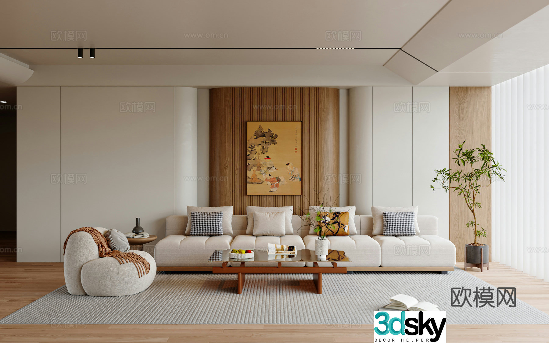 Middle-aged home living room 3D model