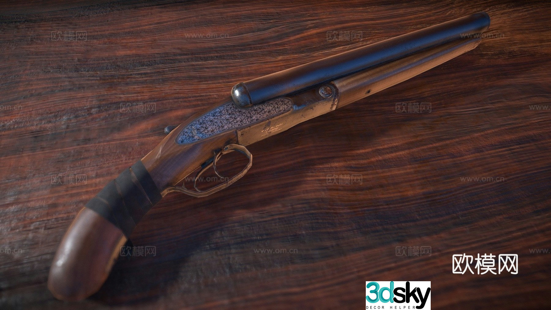 Double barrel sawn off shotgun 3d model