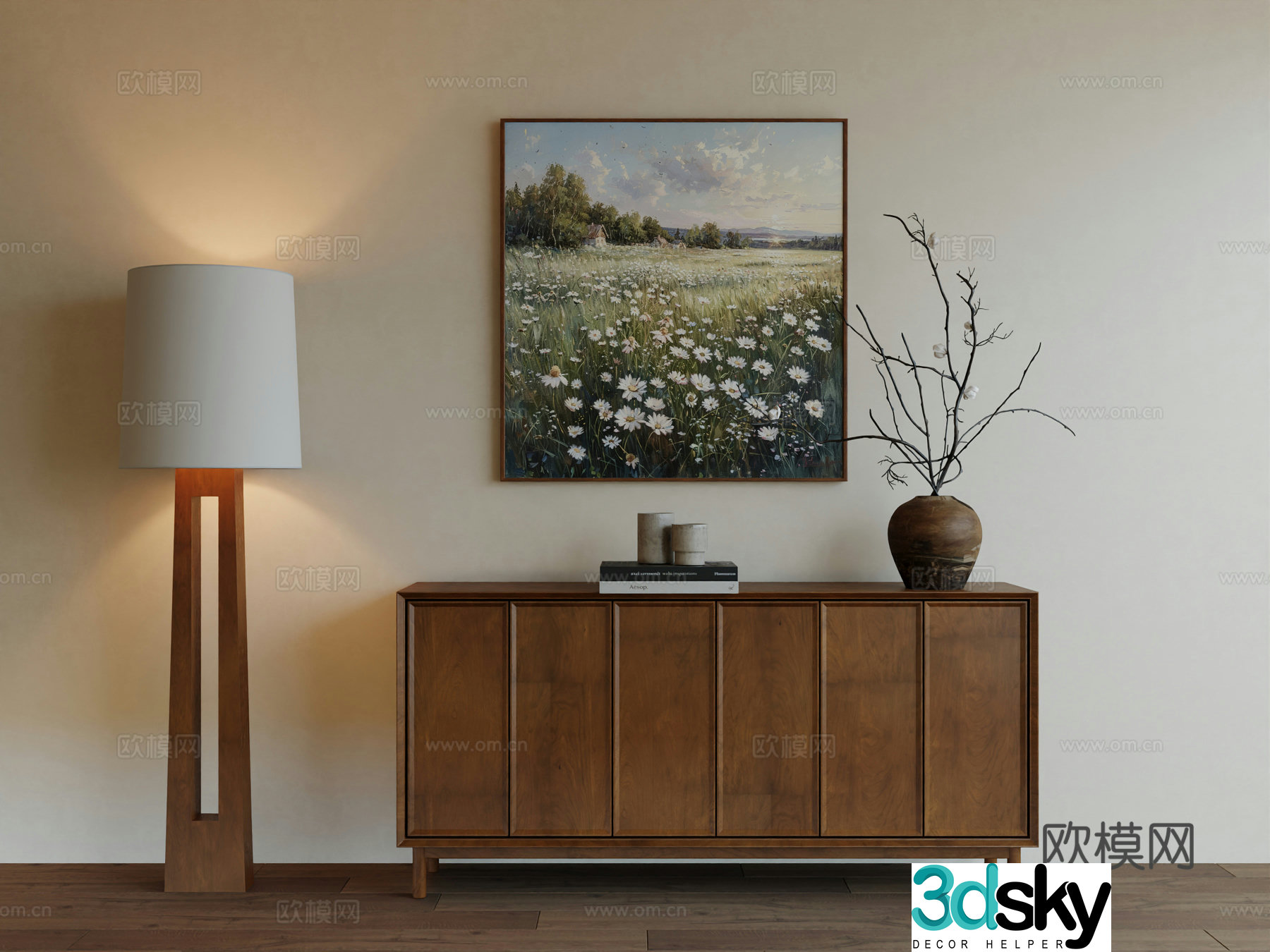Middle Ages Wabi Retro Advanced Art Hanging Painting 3D Model