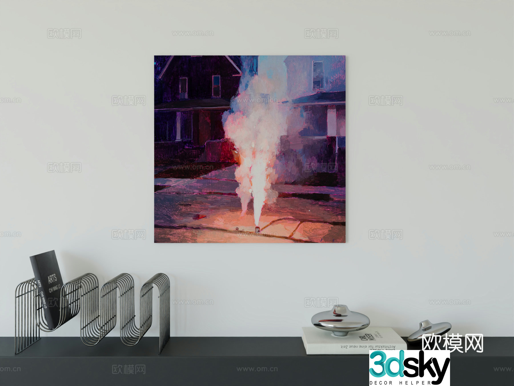 Modern minimalist hanging painting Bauhaus art hanging painting 3d model