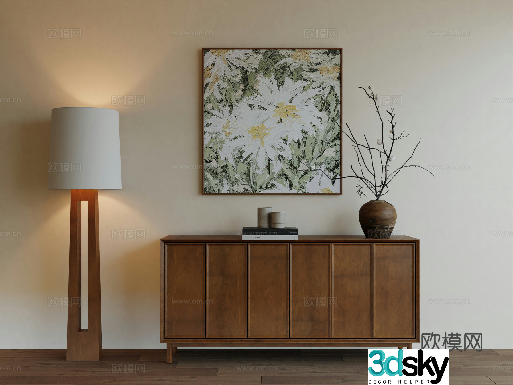 Middle Ages Wabi Retro Advanced Art Hanging Painting 3D Model