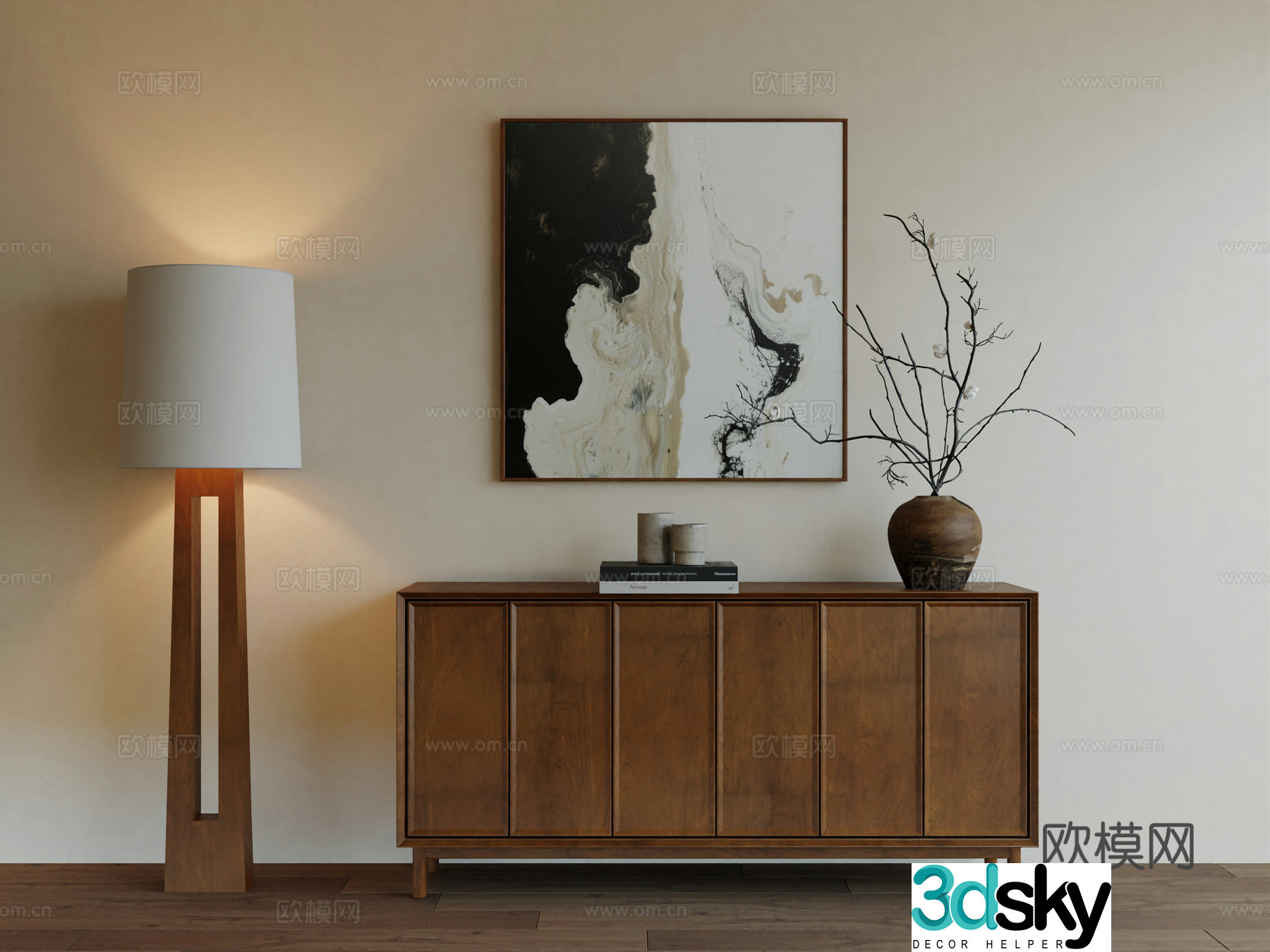 Middle Ages Wabi Retro Advanced Art Hanging Painting 3D Model